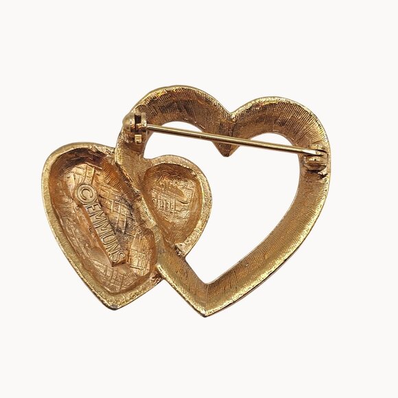 EMMONS Brooch VTG Gold Tone Heart Love Romance Retro Womens Gift Fashion Jewelry - Picture 10 of 12